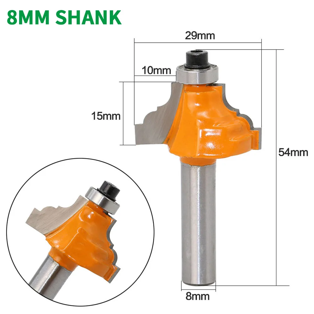 1PC 8MM Shank Milling Cutter Wood Carving Yarn Wood Router Bit Straight End Mill Trimmer Cleaning Flush Trim Corner Round Cove