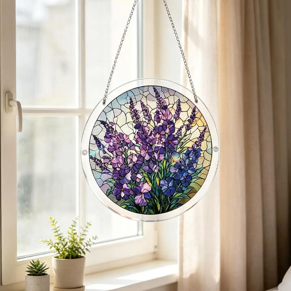 Acrylic Puzzle Suncatcher Window Hanging Decor Round Sun Catcher Garden Ornament Mother's Birthday Gift for Women Mom Home