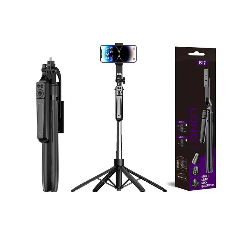 Ausziehbarer Selfie-Stick Stativ mit Fernbedienung Quadripod-Ständer für 4-7 Zoll Handys 360° °   Drehbares Aluminium-Einbeinstativ für Vlogging & Reisen
