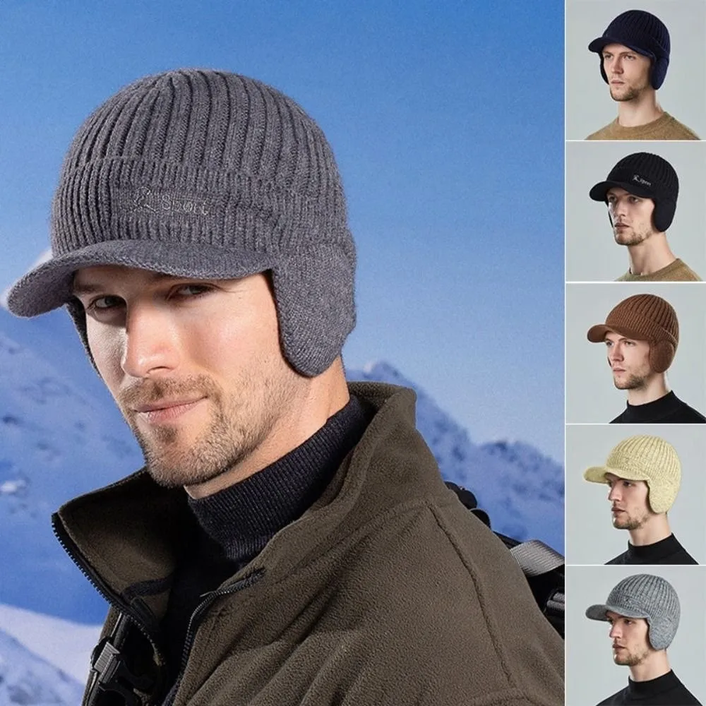 

Fashion Cycling Cap Ear Protection Hats Windproof Baseball Cap Warmth Peaked Cap Warmer Knitted Hat Winter