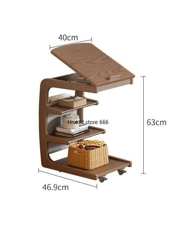 

Narrow seam solid wood sofa edge few movable living room with wheels side cabinet