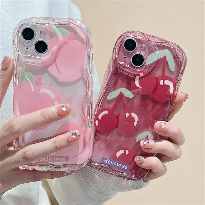 Pink Peach Cherry Case for Xiaomi POCO X5 X3 X6 M4 M6 Pro X4 GT NFC F3 Mi 11 12 Lite 12T Couqe Redmi 12 Note 12 4G 12S 13 Cover