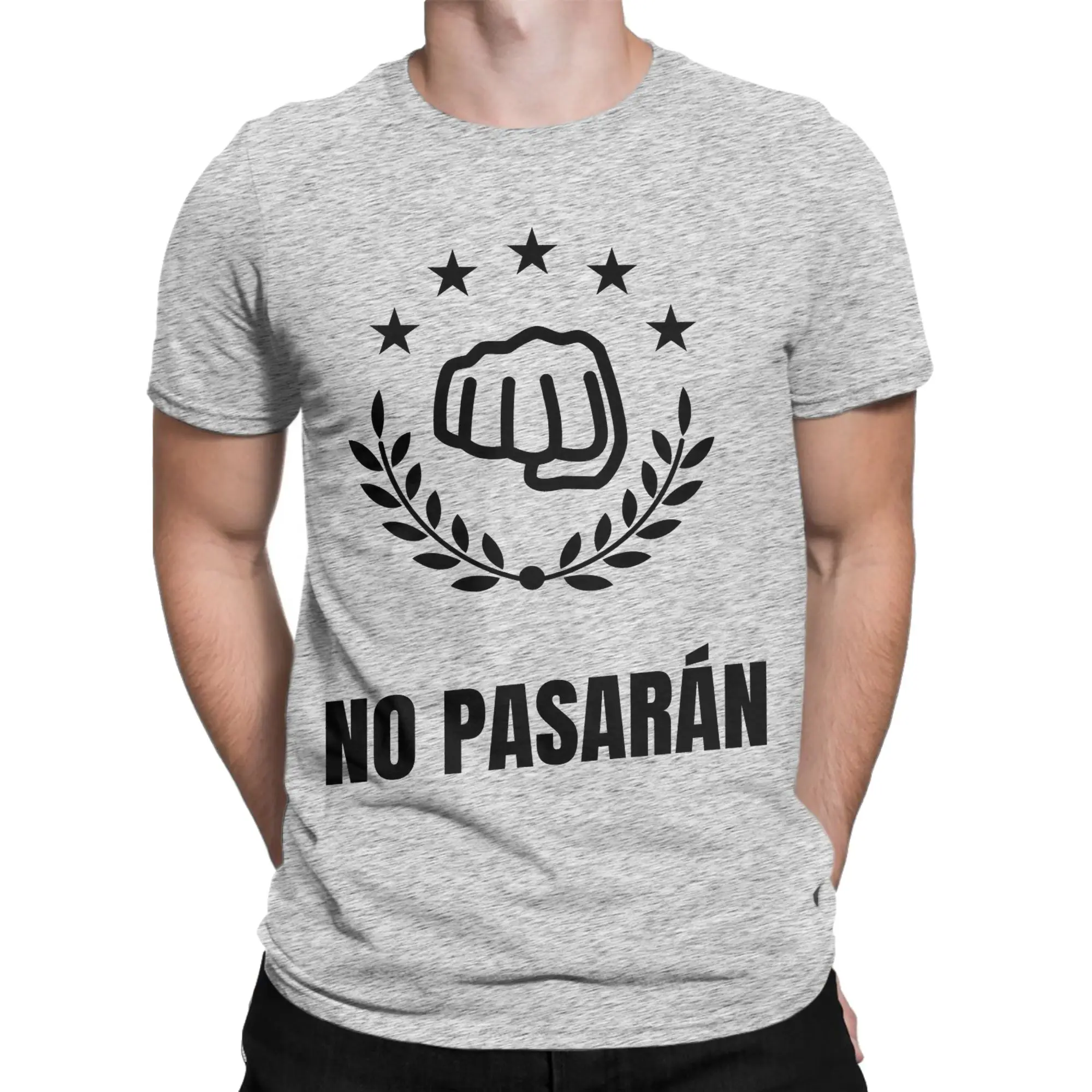 No pasaran support movement T Shirt Men Women 100% Cotton Funny T-Shirts Round Collar  Tees Short Sleeve Tops Plus Size