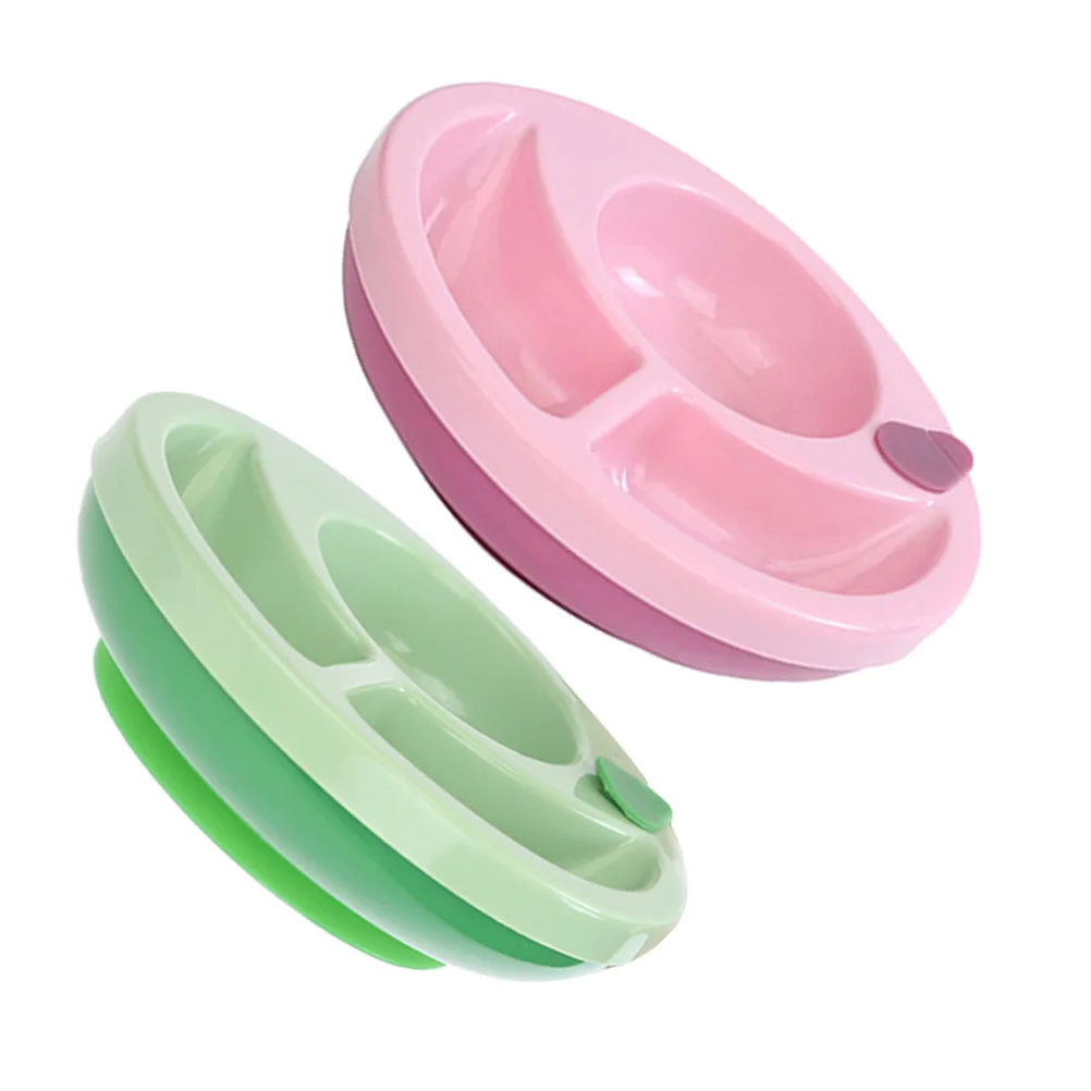 

2Pcs Baby Suction Bowls Insulated Feeding Bowl Divided Design Non Slip Plastic Toddler Plates Ideal Home Picnic Travel
