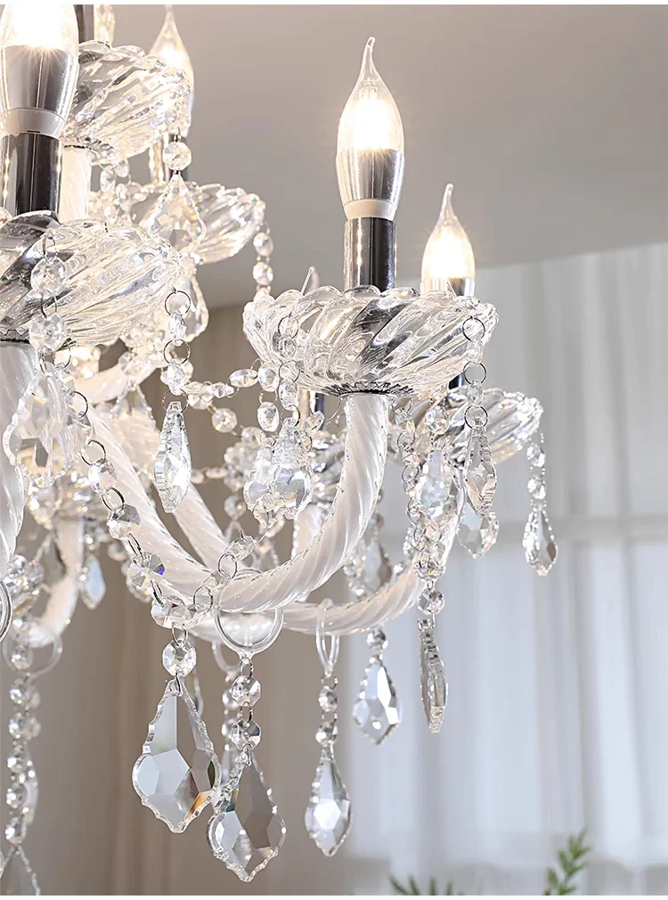 Painted Black Candle E14 Chandelier K9 Crystal Pendant