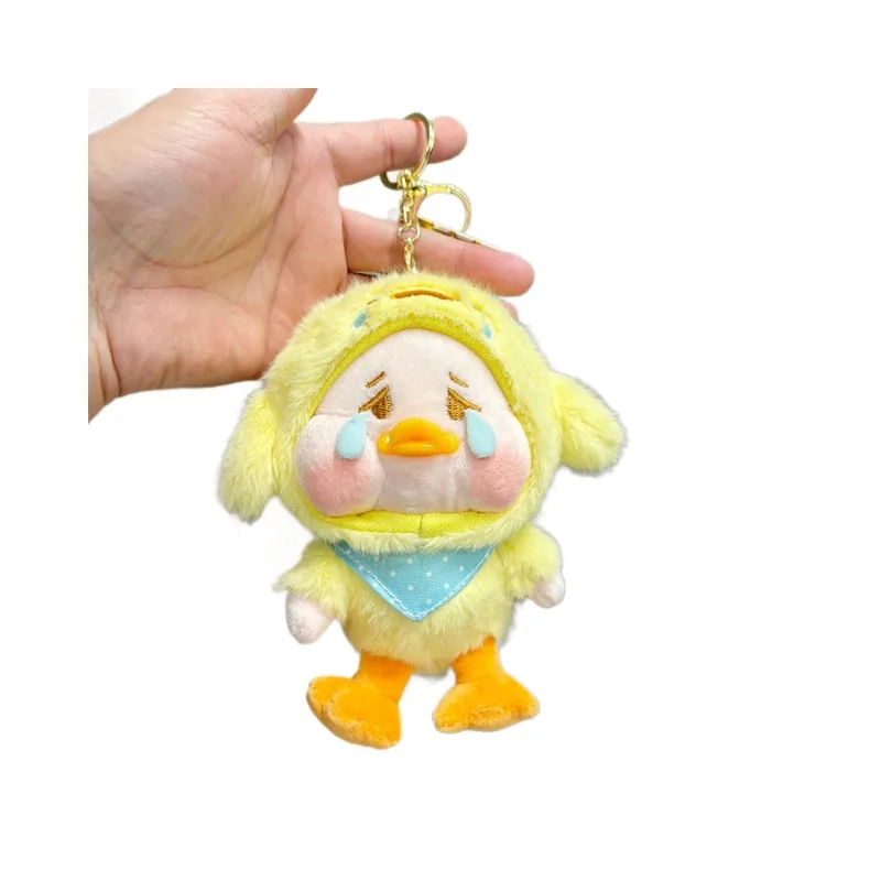 Cartoon huilende eend pluche pop sleutelhanger zacht speelgoed hanger creatief cadeau