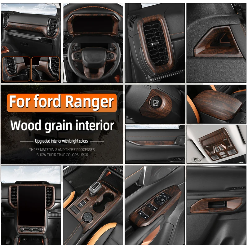 

Interior Overlay Covers For Ford Ranger 2023 2024 Wood grain Upgrade Inner Decoration Parts LHD Available