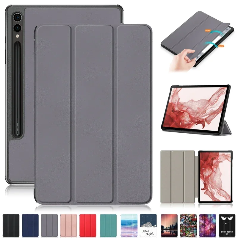 

For Samsung Tab S9 Fe Plus Case 12.4" Trifold Magnetic Leather Stand Hard Smart Cover For Coque Galaxy Tab S9 FE S9 Plus Case