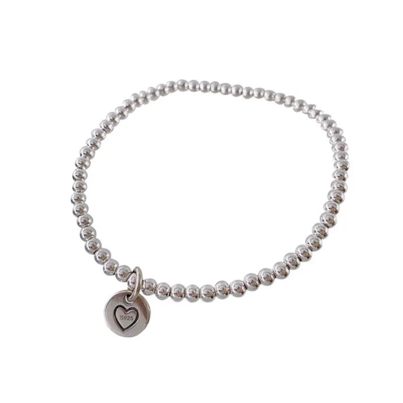 925 Sterling Silver Bracelets for Women Men String Accessories Trend Vintage Simple Geometric Heart Pendant Party Jewelry Gift