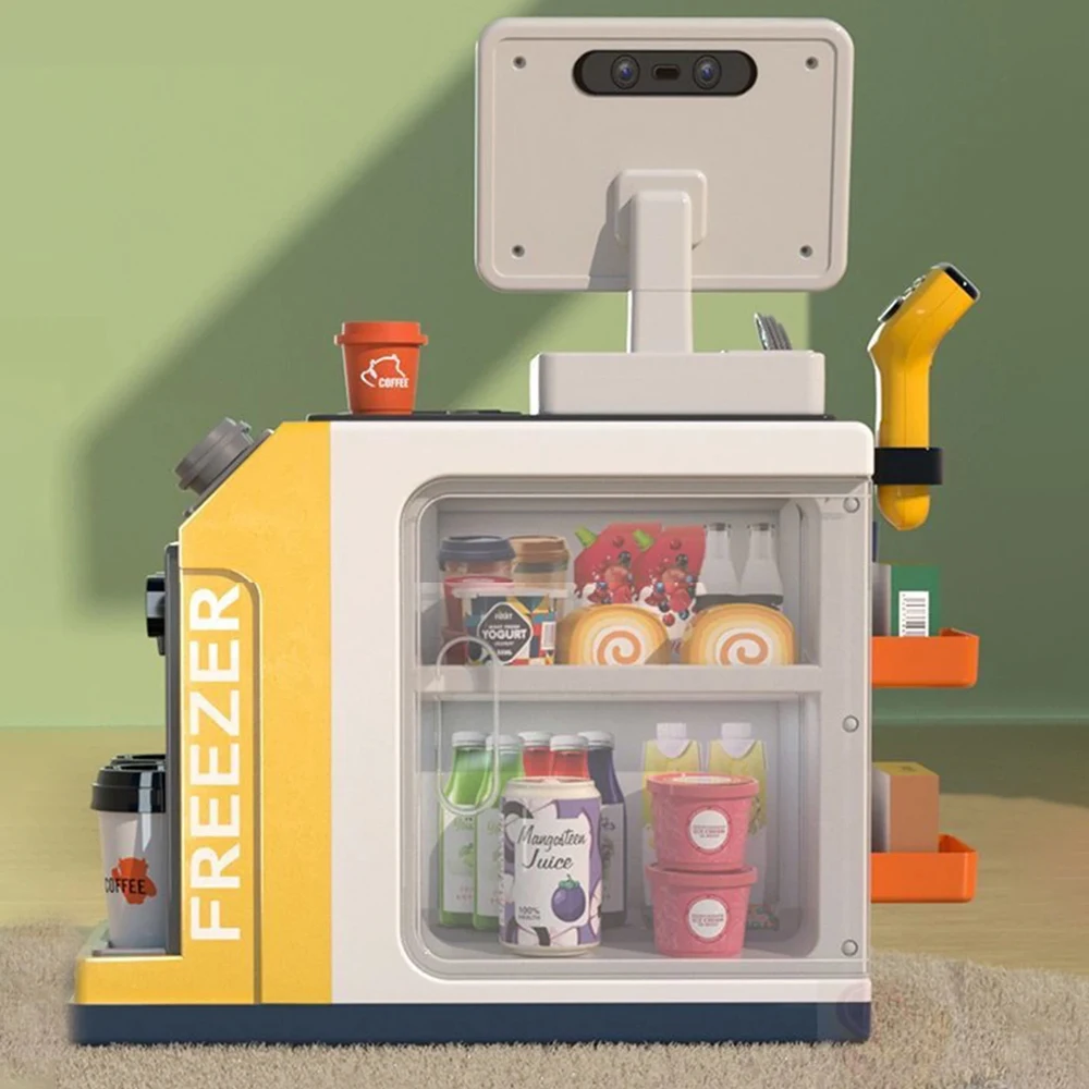 Mini Coffee Machine Toy with Water Pouring Function Grocery Store Cashier Playset for Kids Kitchen Toy Play House Gift