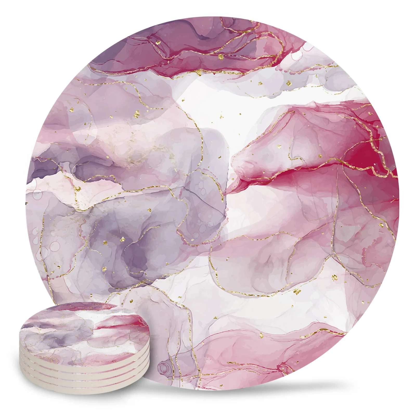 Natural Texture Marble Pattern Coasters Coffee Table Decor Kitchen Accessories Ceramic Coaster Dinning Table Decor Placemats