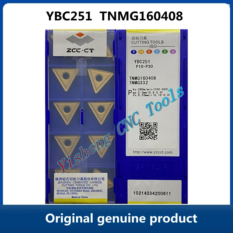 Original ZCC CT YBC251 TNMG160408 YBD252 YBC351  TNMG 160408 Finishing Medium Roughing Turning Carbide Inserts Cutting Tool CNC