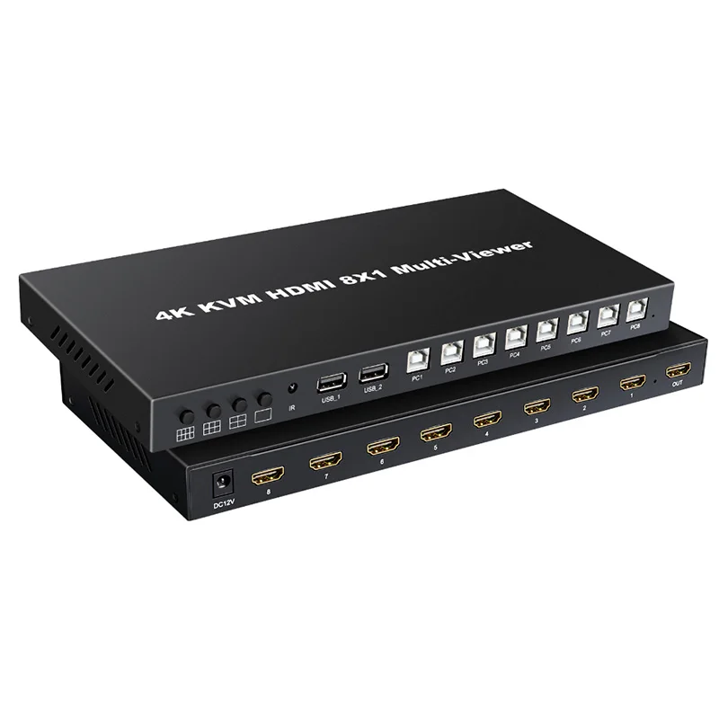 4K KVM HDMI-compatible Multi-viewer Seamless Switch 8x1 8 CH Multiplexer Multi Screen Viewer 8x1 Quad Screen Multiviewer For PC