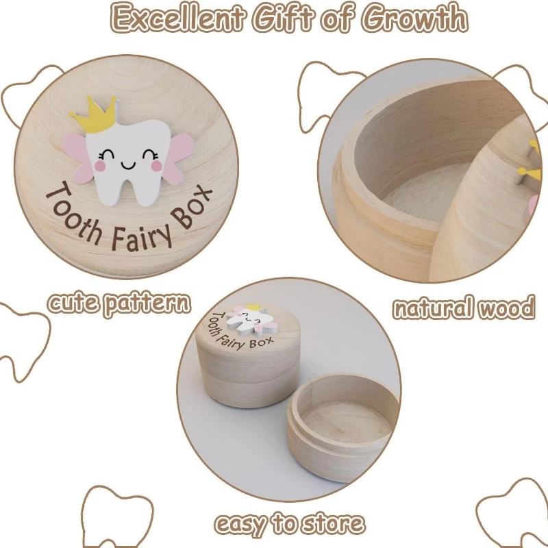 Wooden Milk Teeth Organizer Durable Collecting Teeth High Quality Baby Tooth Box Save Gifts Tooth Box Teeth Keepsake Boxes Baby