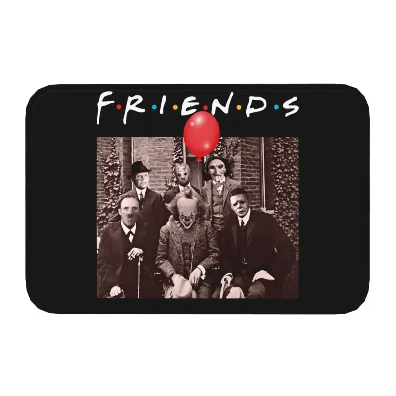 Personalized cool Horror Friends Pennywise Michael Myers Jason Voorhees Halloween Doormat Mat Anti-Slip Bath Garage Rug Carpet