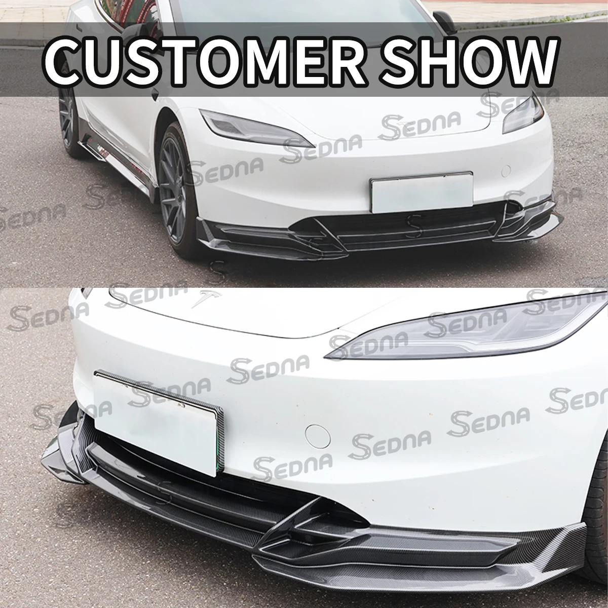 For Model 3 Highland 2024 Body Kit Sport Refresh Front Lip Bumper Side Lip Rear Spoiler Glossy Tuning aerodynamic kit