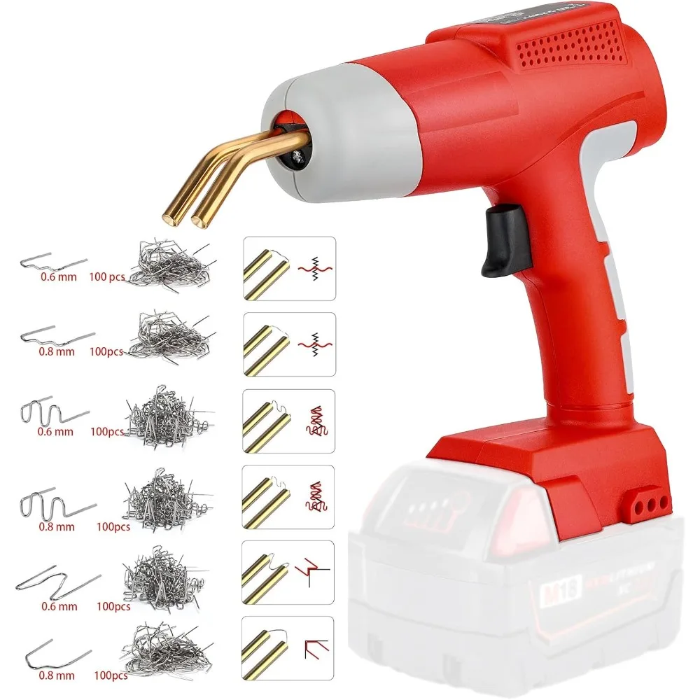 

Беспроводной сварочный пистолет для пластика, совместимый с аккумулятором Milwaukee M18 18 В с 600 шт. горячие скобы, комплект для сварки пластика для автомобильного бампера