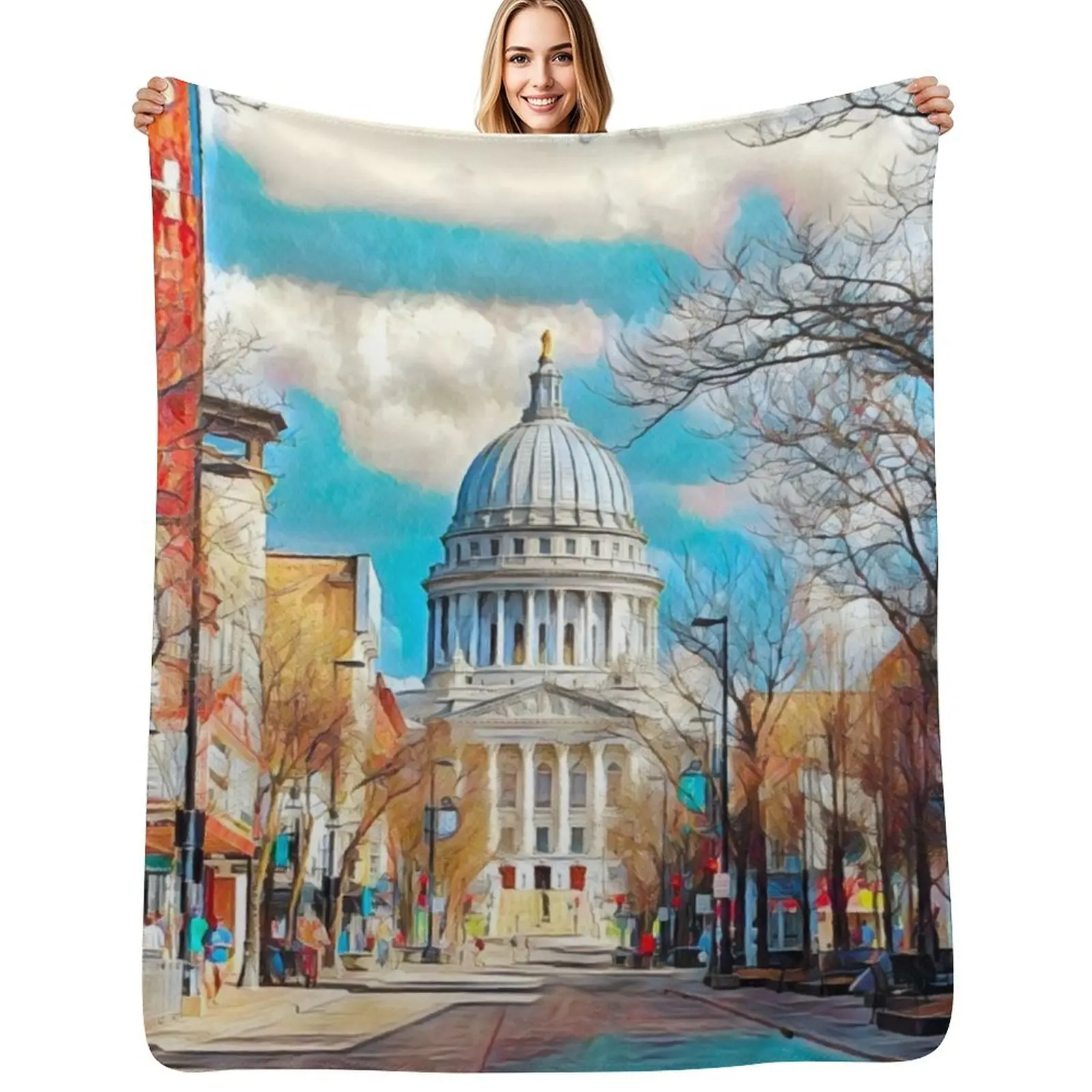 

Плед Madison Wisconsin с современным дизайном, мягкий плед для домашнего декора