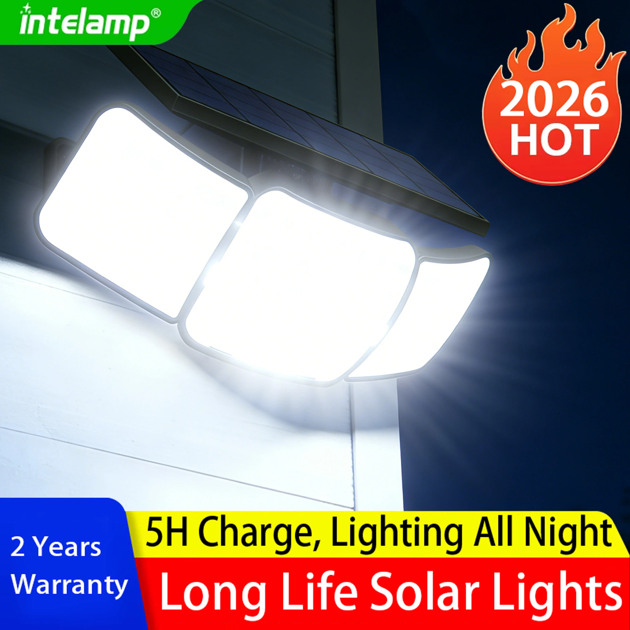 

2026 New 108LED Solar Lights Outdoor Super Bright Human Motion Sensor Security Flood Wall Lamps For Wall Garage Courtyard Garden