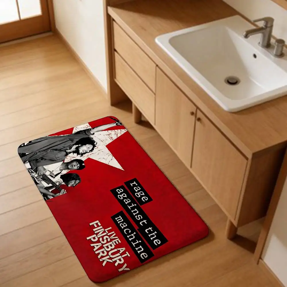 Rap Metal Band R-Rage A-Against T-The M-Machine Floor Mat INS Style Soft Bedroom Floor House Laundry Room Mat Anti-skid