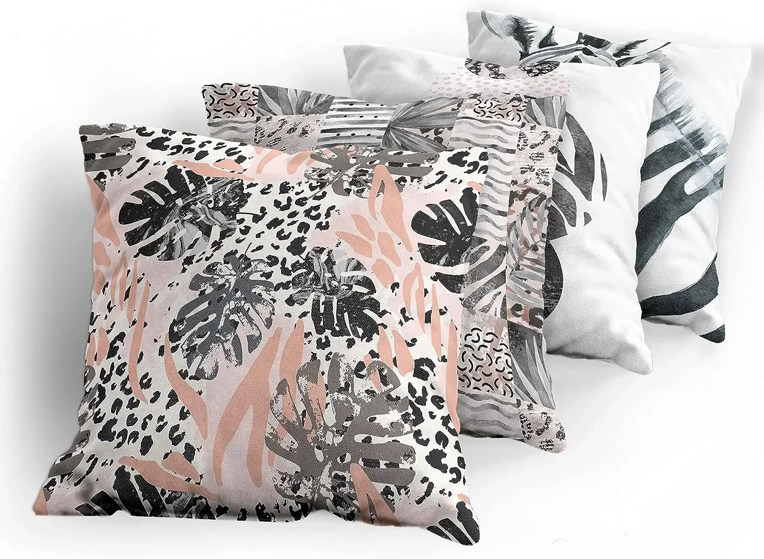 Modern Pillow Cover Pastel Exotic Leaves and Zebra Modern Digital Printing Cushion Cover  pillowcase 50*50 decor