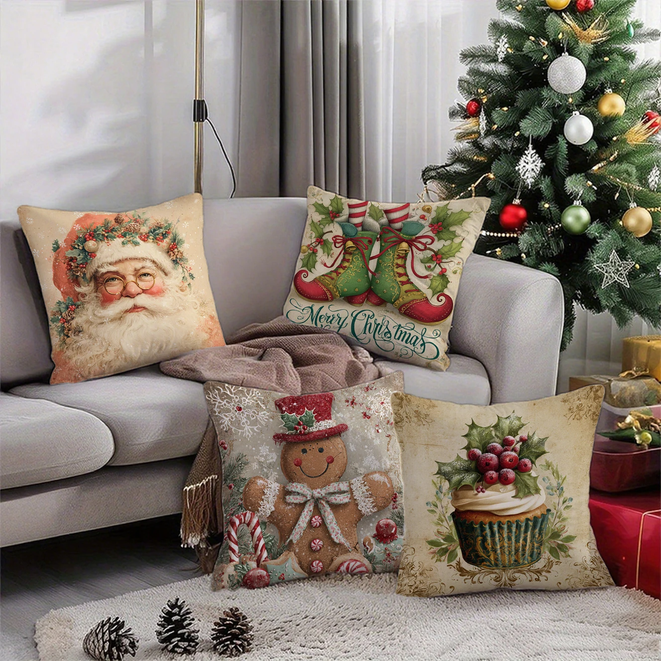 

Наволочка Санта-Клауса на Рождество, подходит для дивана, автомобиля, спальни, декоративная наволочка, наволочка