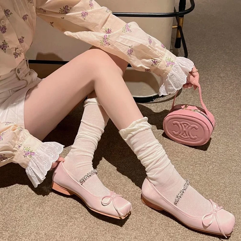 1/3 Paar Damen Bubble Mouth Socken mit schmalem Bein, Frühling/Sommer, atmungsaktiv, bequem, koreanische Version, JK, einfarbig, Stacking-Socken – Detail 9