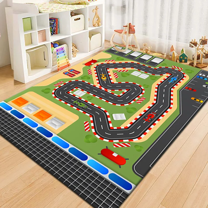 VIKAMA Cartoon Running Track Carpet Parking Lot Road Game Floor Mat Household Non-Slip And Dirty Floor Mat