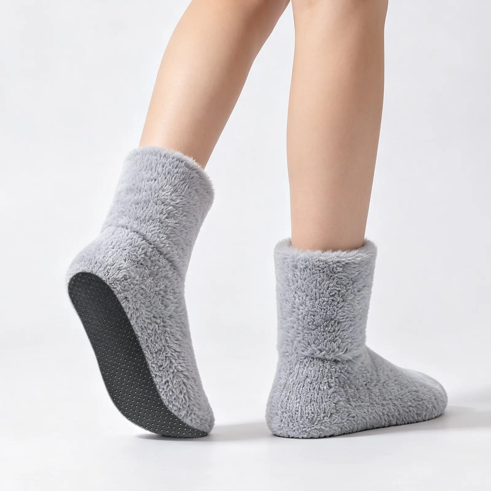 YUEDGE 1 Pair Women Winter Indoor Slippers 100% Polyester Non Slip Silent Protect Wooden Floor Home Bedroom House Slippers