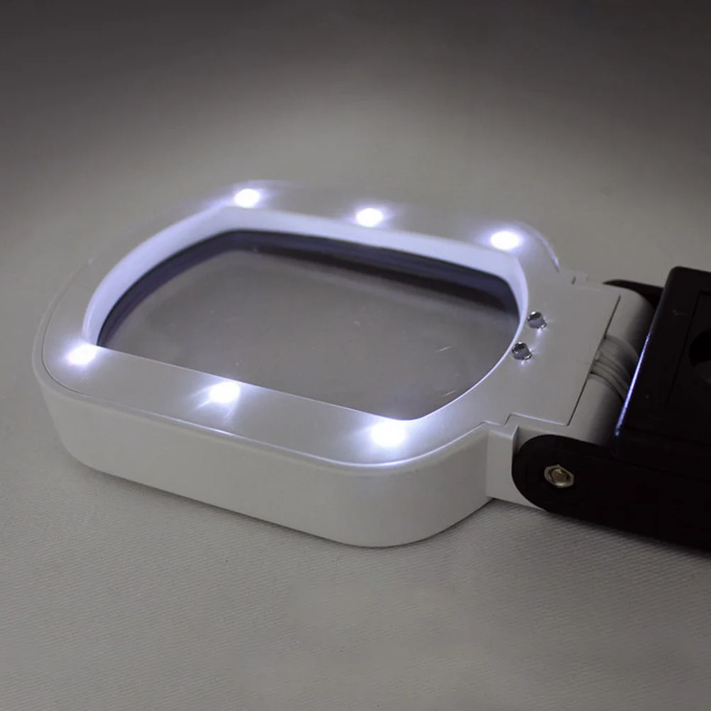 1 conjunto de lupa portátil dobrável lupa led luz alta definição portátil leitura lupa para circuito jóias