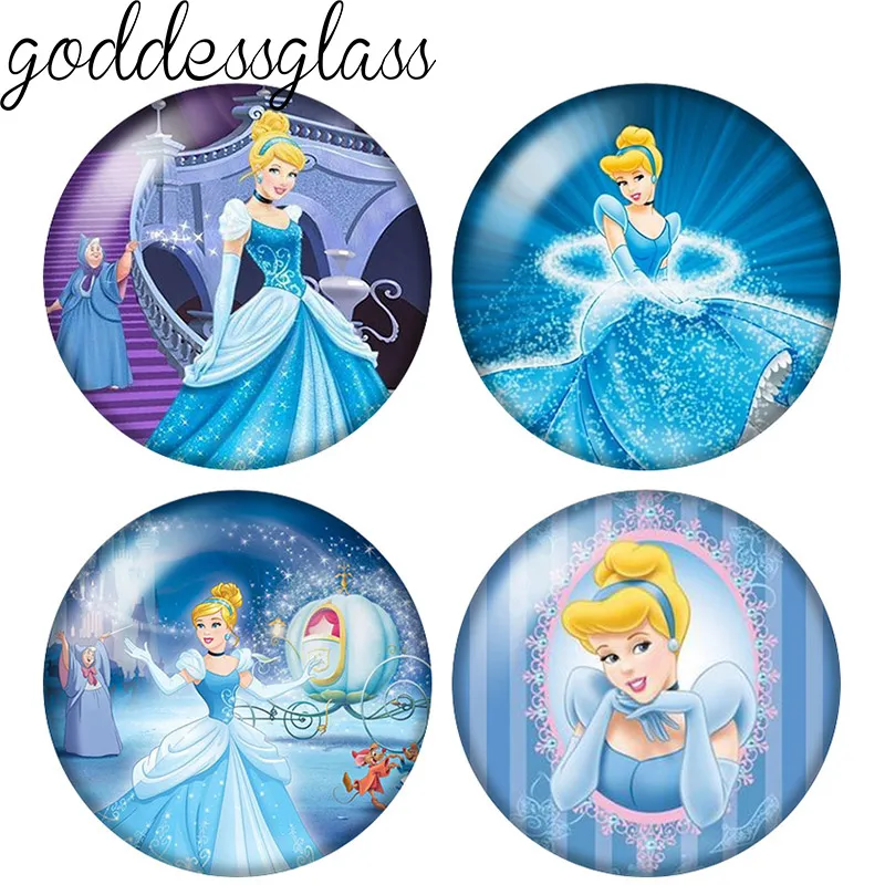 

Disney Princess Cinderella Crystal Shoes 12mm/18mm/20mm/25mm Round photo glass cabochon flat back Making findings keychain