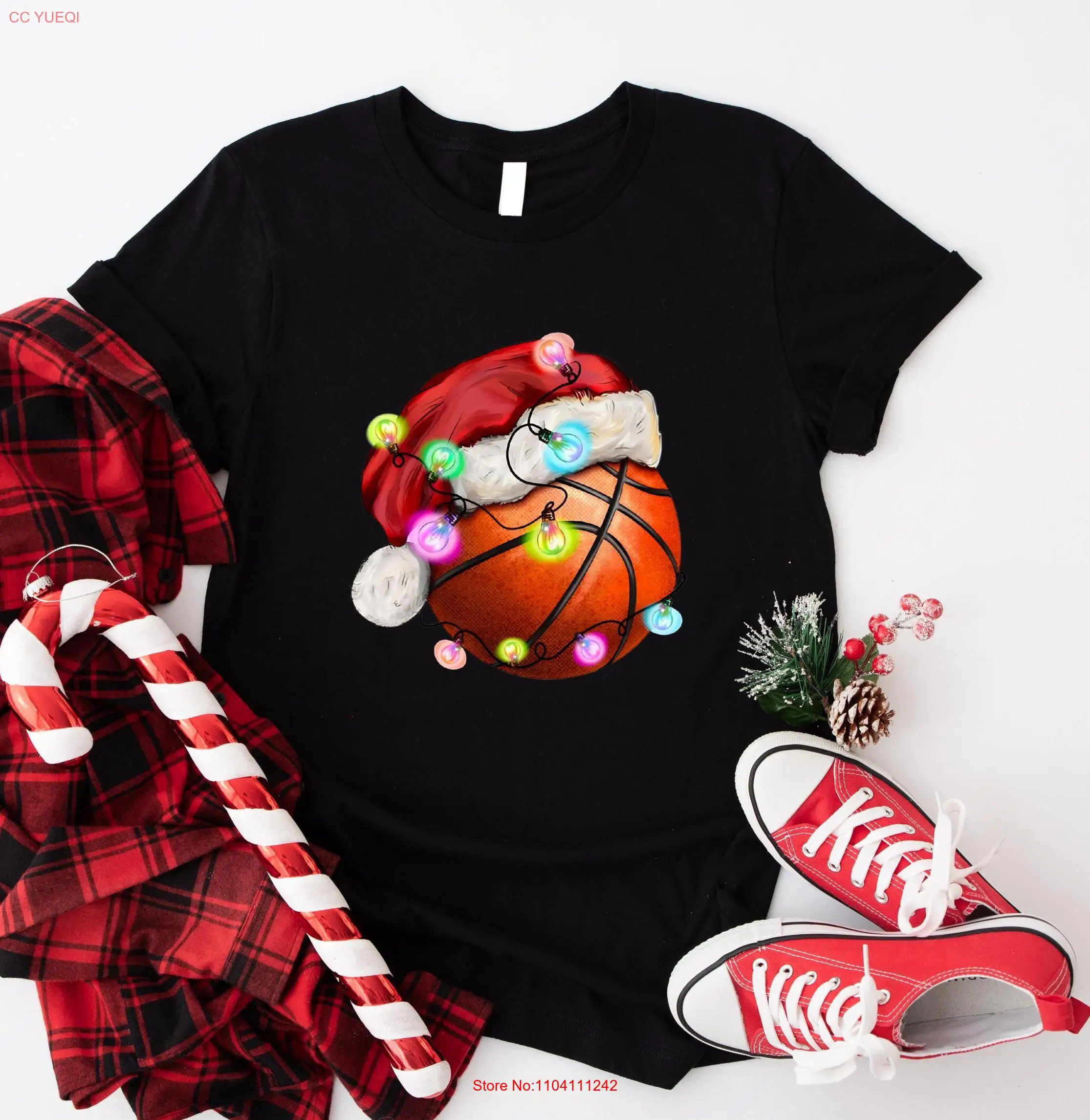 Christmas Basketball T Shirt Ball Santa Hat SweaT Xmas Player s long or short sleeves