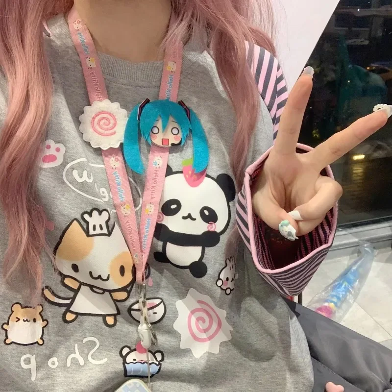 Deeptown Harajuku Stripe T Shirt E-girl Kawaii Chinese Panda Graphic T-shirts Women Cutecore Cartoon Raglan Sleeve Clothes Fall