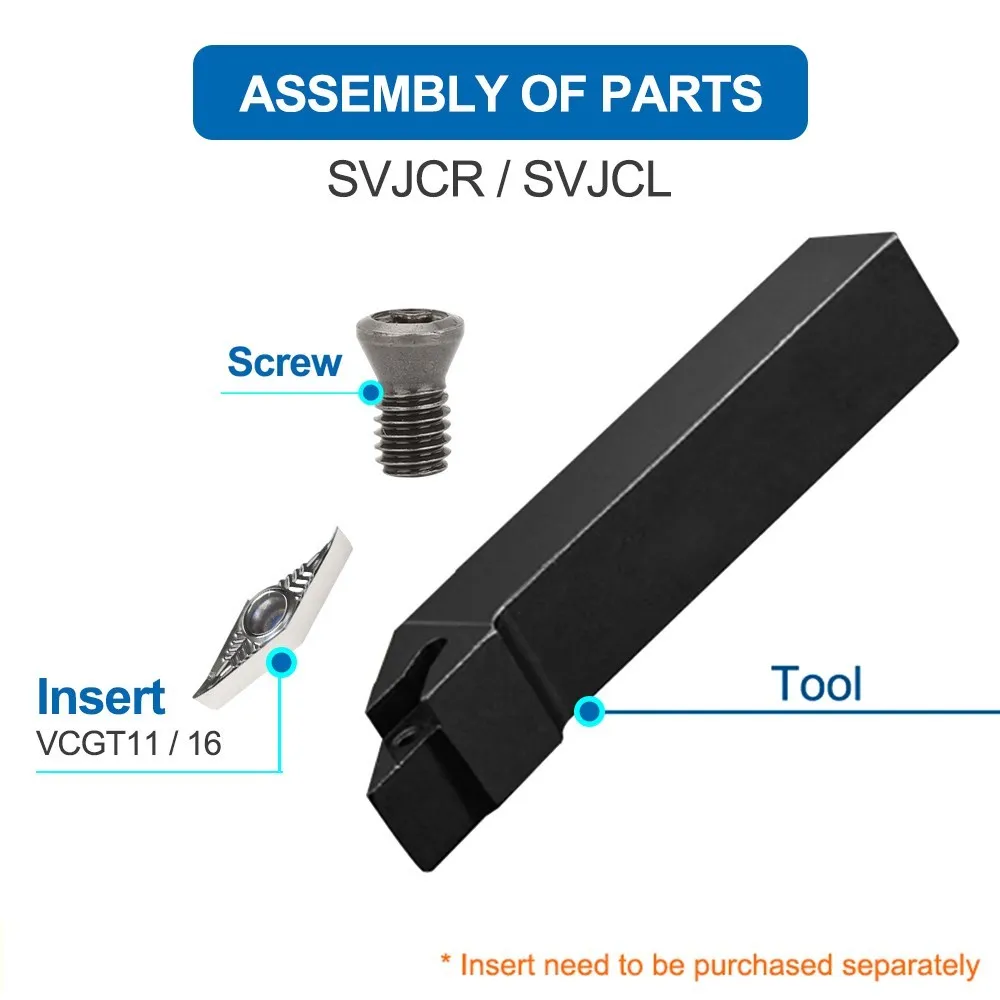 Lathe Tools SVJCR/L1212H11/1616H11/2020K11/2525M16 External Turning Tools Holder VCGT Carbide Insert Lathe Bar CNC Cutting Bar