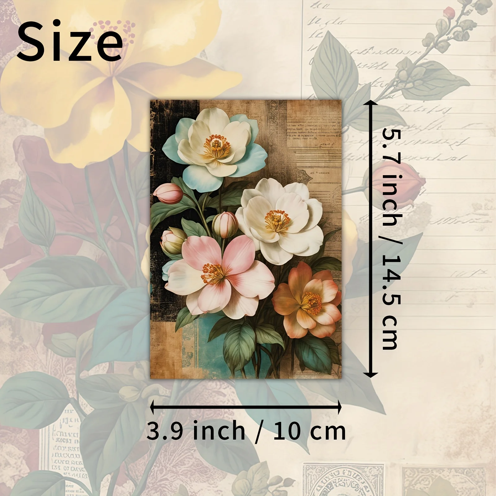 20PCS Vintage Floral Postcards, Vintage Magazine Paper with Classic Girl Illustrations, Used for Scrapbooks and Handmade Crafts
