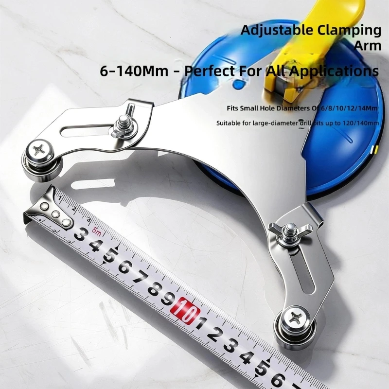 Adjustable Tile Drilling Guide with Suction Cup Base for Bathroom Hardware Installation, Tile Hole Positioning Tool M4YD