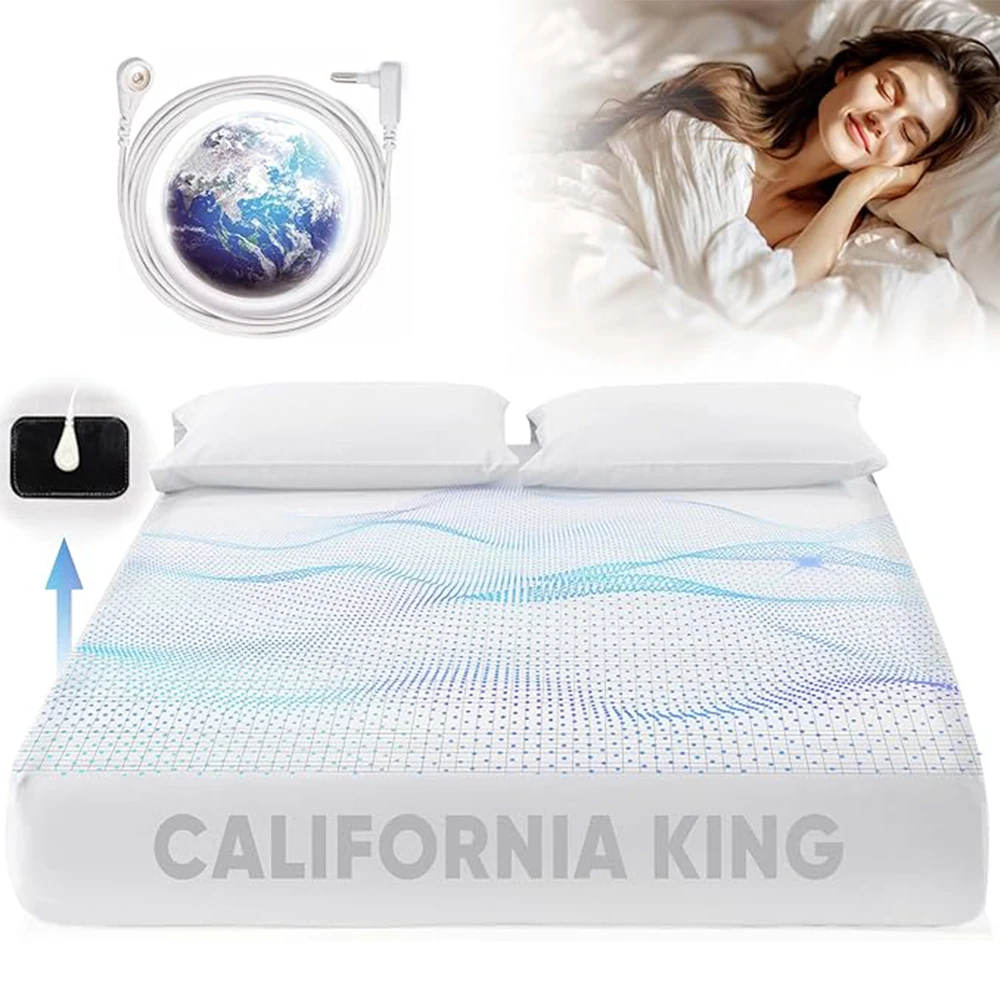 Grounding Sheets California King Size183*213cm, 95%Organic Cotton+5% Pure Silver Fiber Grounding Sheet Earth Connected Bedding