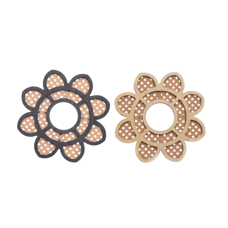 

Flower Shaped Frame Woven Rattans Wall Mirrored Bohemian Makeup Mirrored Wall Decorations Living Room Hangings Mirrored