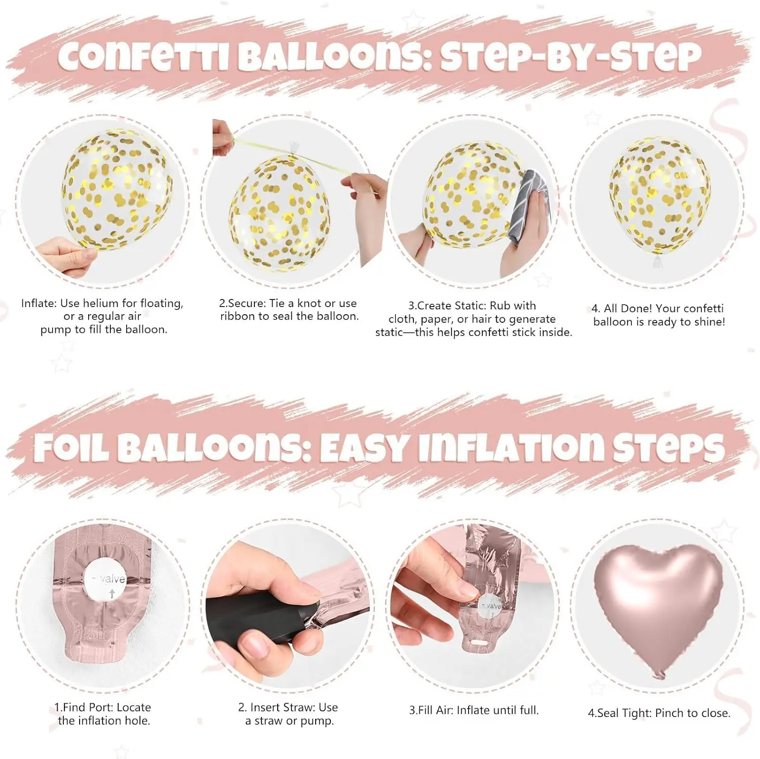 � 40-Zoll-Ballon mit Roségoldfolie und Nummer 70 und Konfetti – Dekorationen zum 70. Geburtstag und Jubiläum – großer Partyballon – Detail 3