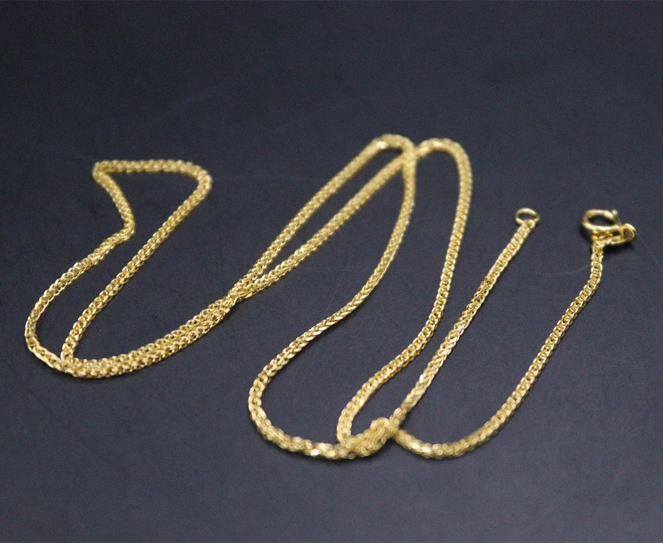 Pure Au750 18K Yellow Gold Chain Elegant Wheat Link Necklace 2.7-2.9g 18in