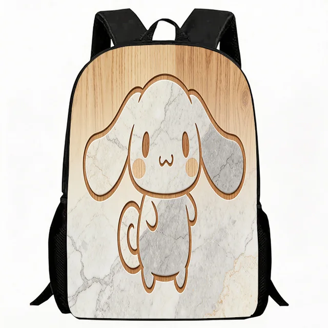 

Kids Bag Cartoon Dog Print Backpack Wood and Marble Texture Design Adjustable Lightweight Breathable School Bag for Kids Student