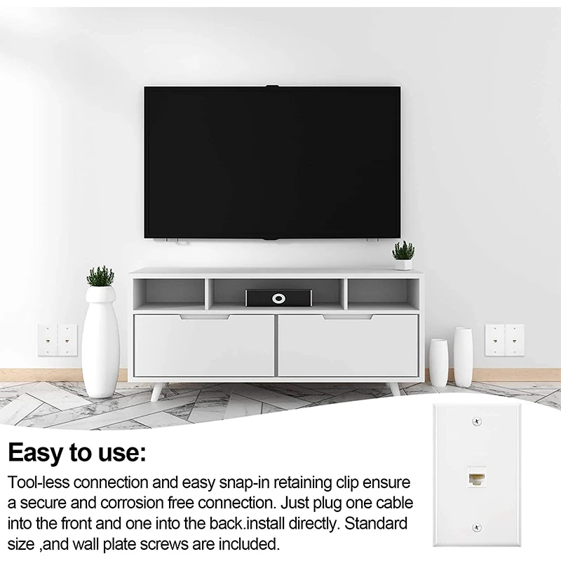 Hoolnx Ethernet Wall Plate, 1/2/3/4/6 Ports Wall Faceplate Ethernet Cable Cover Plate For Rj45 Keystone Jack and Modular Inserts