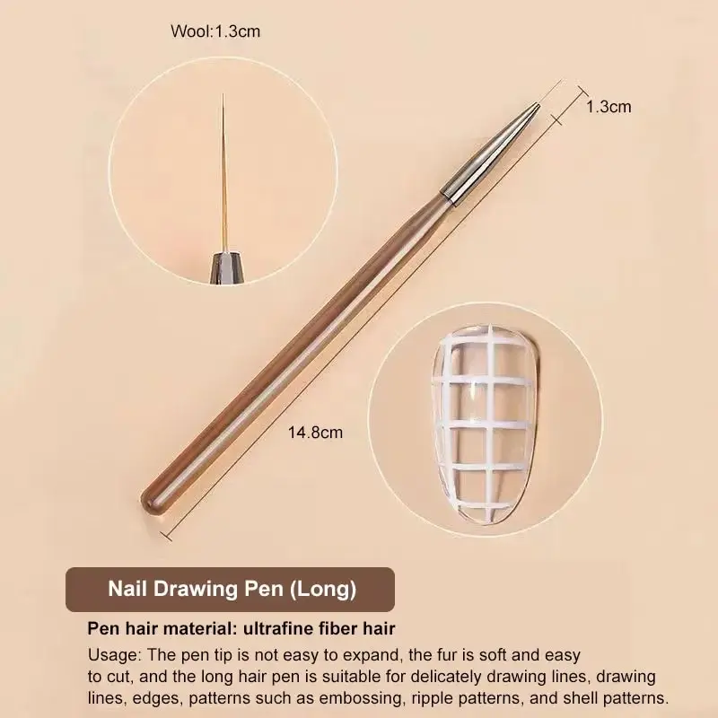 9PCS Gel UV Pennello per unghie Liner Penna per pittura fai da te Manicure Pennello da disegno acrilico per Nail Art Design Unghie Punta Display Strumento di pittura