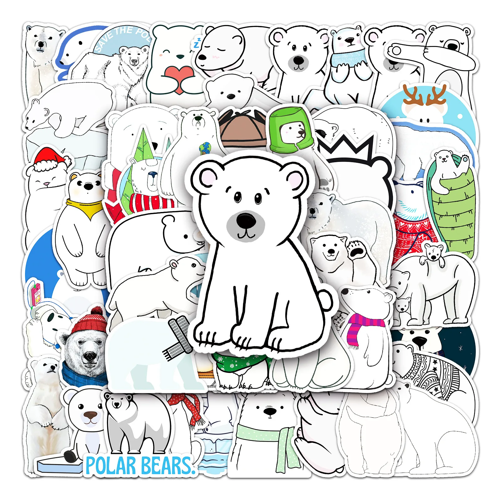 50Pcs Cartoon Polar Bear Series Graffiti Stickers Suitable for Laptop Helmets Desktop Decoration DIY Stickers Toys Wholesale