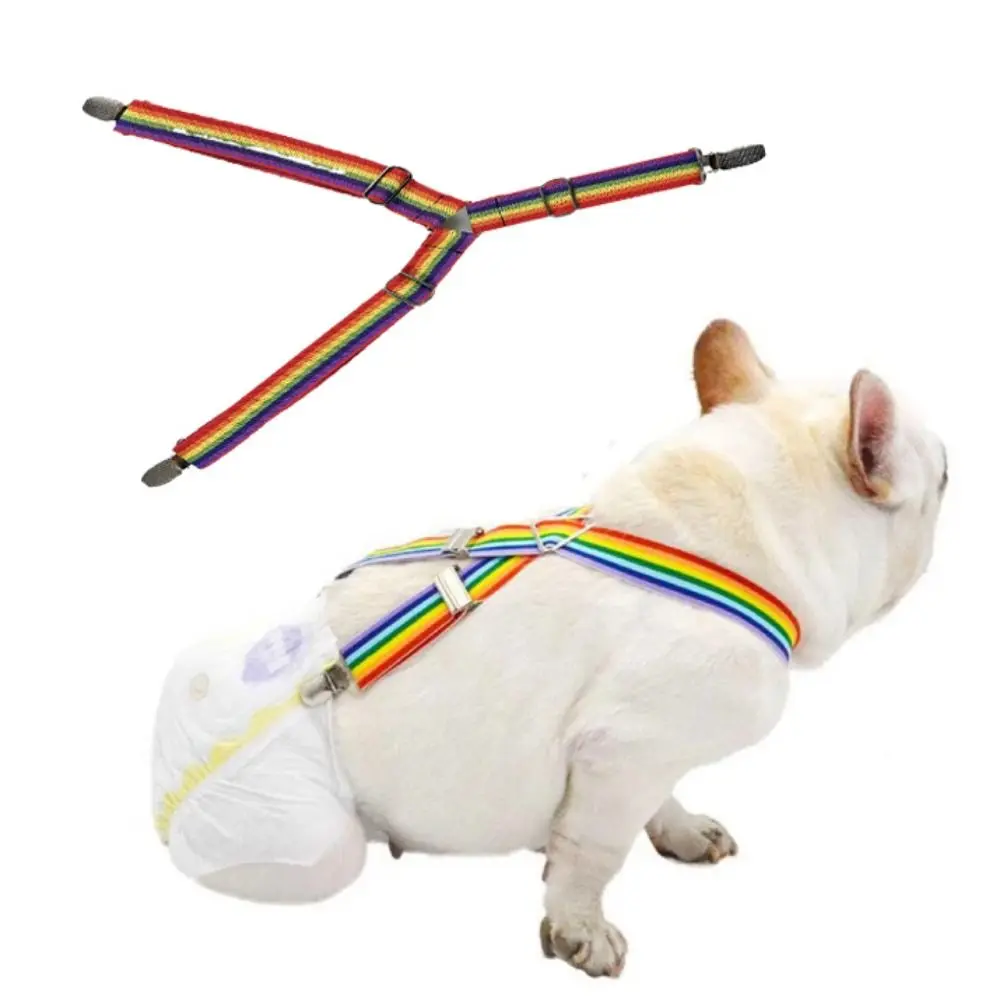 Sangle de pantalon physiologique réglable pour animaux de compagnie, Clip élastique en Polyester pour chien, sangle Anti-chute, bretelles colorées pour couches de chien