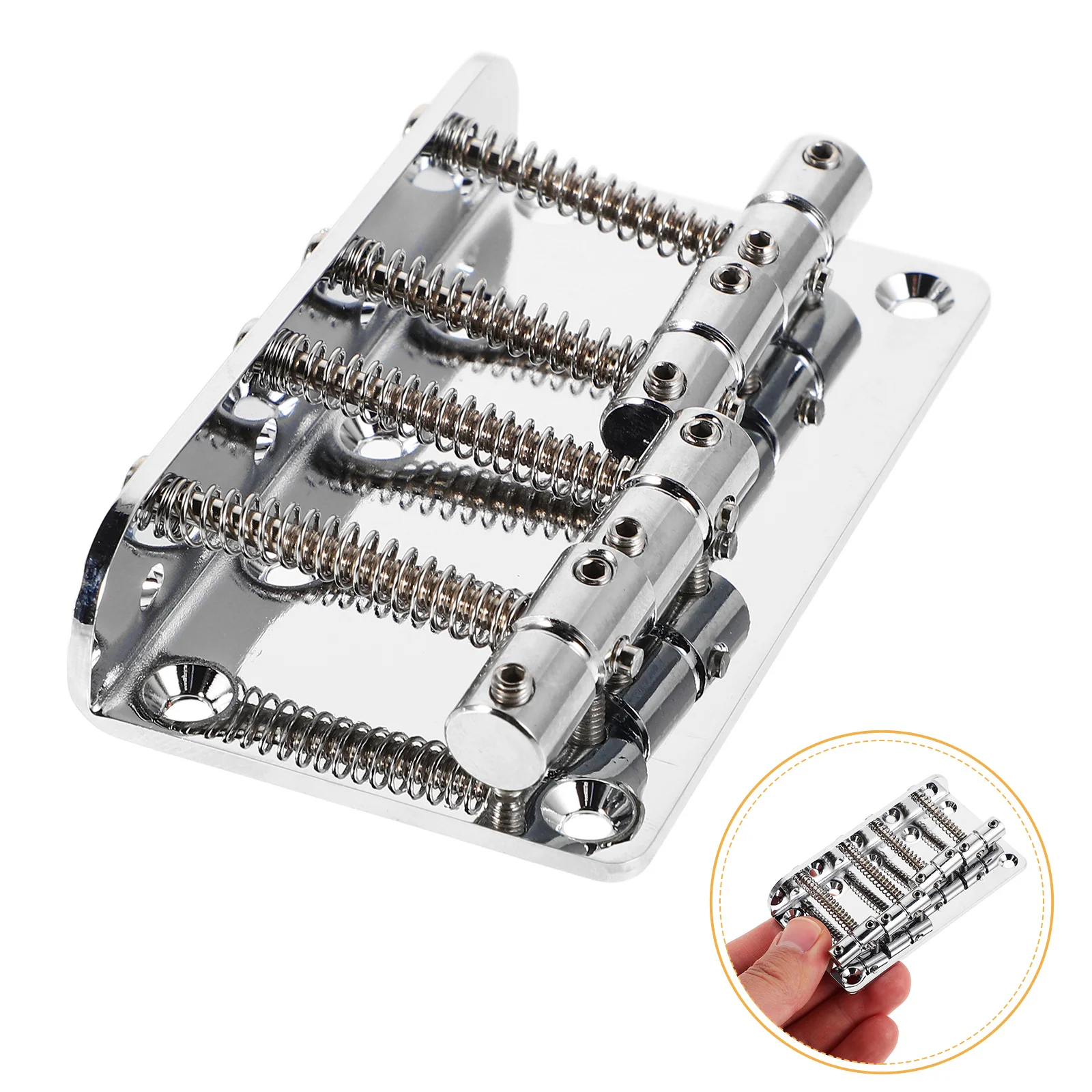 

Bass Guitar Bridge 4 String Hard Tail Top Load Metal Replacement Bridge for Electric Bass Guitar Longlasting Stability