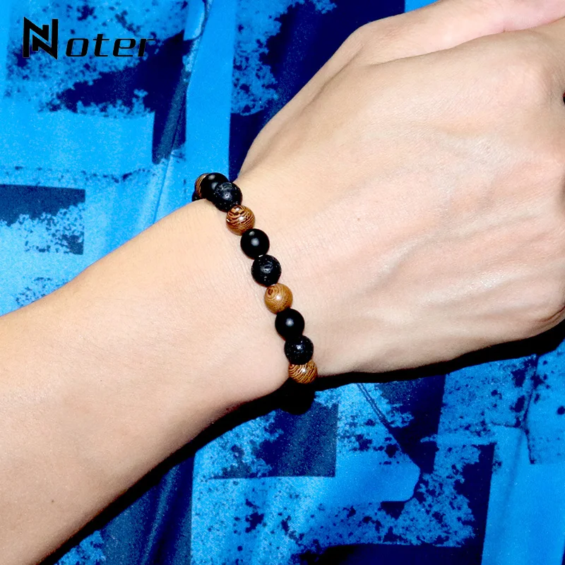 Fashion Handmade Natual Stone Beads Buddha Bracelet Charm Tiger Eye/ Wooden/Malachite/Obsidian Braclet For Women Men Yoga Jewely