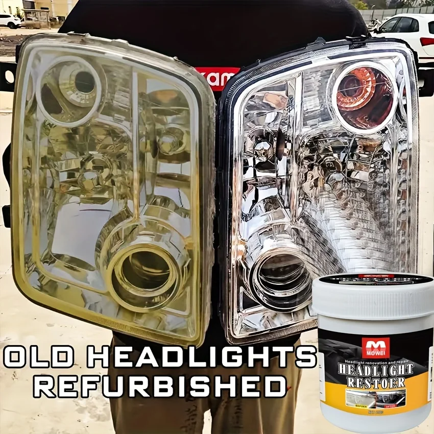 Car Headlamp Polishing Compound for Yellowing, Scratches & Oxidation - Bright Finish Plastic Lens Repair Solution, Universal