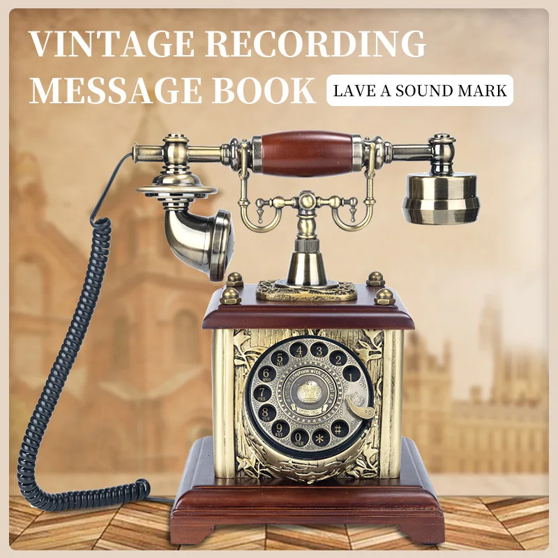 Livre d'or antique audio et vidéo pour mariage, téléphone de fête populaire, fournitures de mariage, cabine téléphonique éloignée, message audio