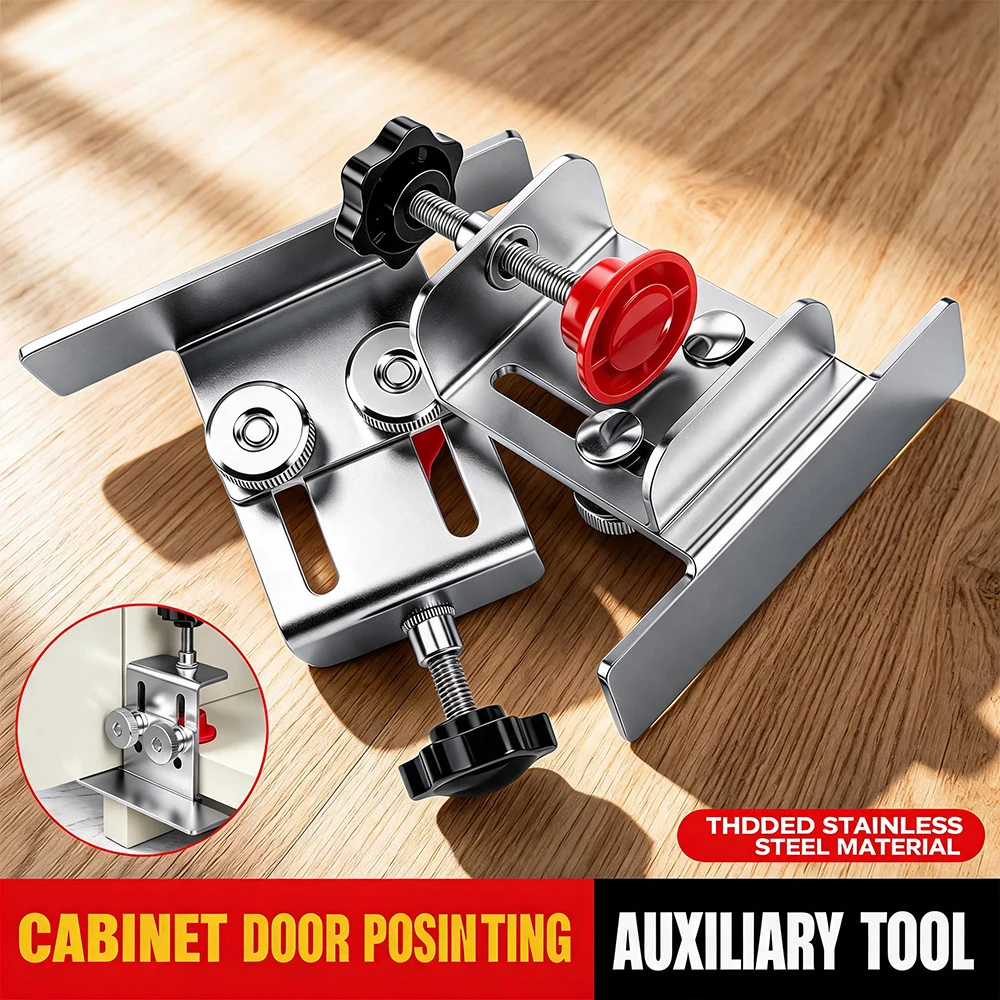 Cabinet Door Installation Positioner Stainless Steel Leveling Auxiliary Clamp Woodworking Door Mounting Locator Tool